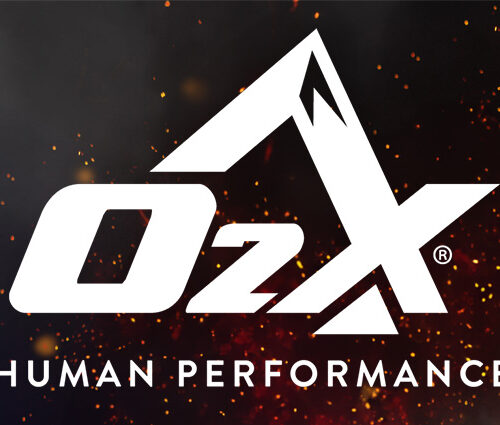 O2X logo over embers